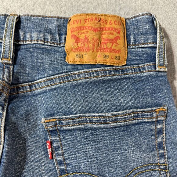 Levis Jeans Mens 511 29x 32 Blue Denim American Solid Straight Workwear Mid Rise - Picture 11 of 12